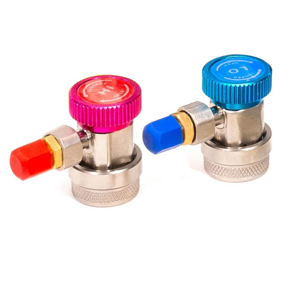 Auto HVAC R134A A/C Quick Coupler Adapter Set with Low and High Manifold Connectors - Hercitys