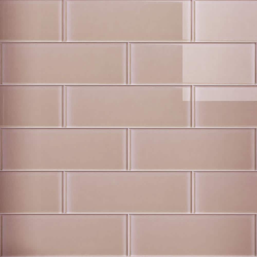 Crystile Beige 4 in. X 12 in. Glossy Glass Subway Tile (10 sq. ft./Case) - Hercitys