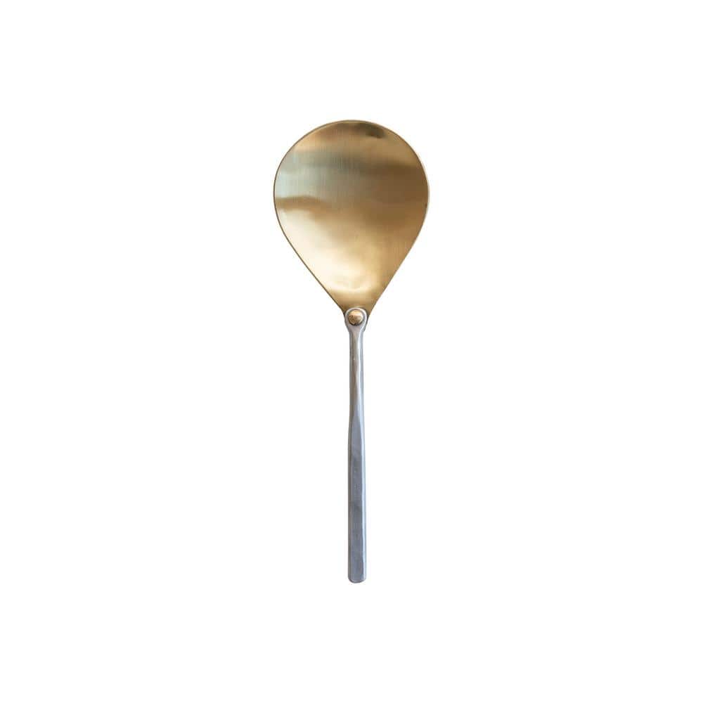 Gold Brass Serving Spoon with Hammered Aluminum Handle - Hercitys