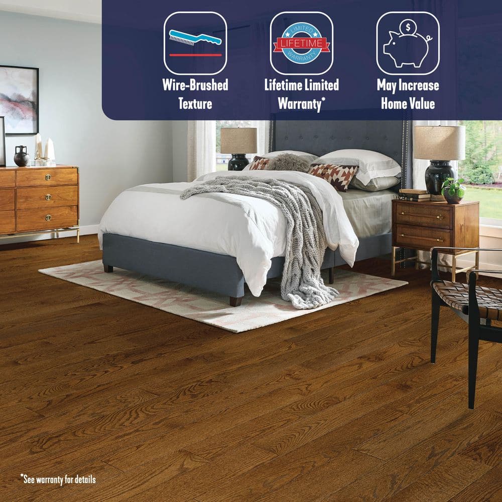 American Vintage Falcon Red Oak 3/4 in. T x 2-1/4 in. W Wire Brushed Solid Hardwood Flooring (22 sq. ft./Case) - Hercitys