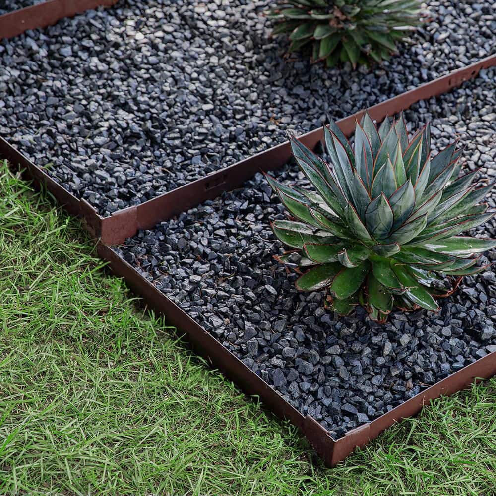 8 ft. x 4 in. 14-Gauge Brown Steel Landscape Edging (5-Pack) - Hercitys