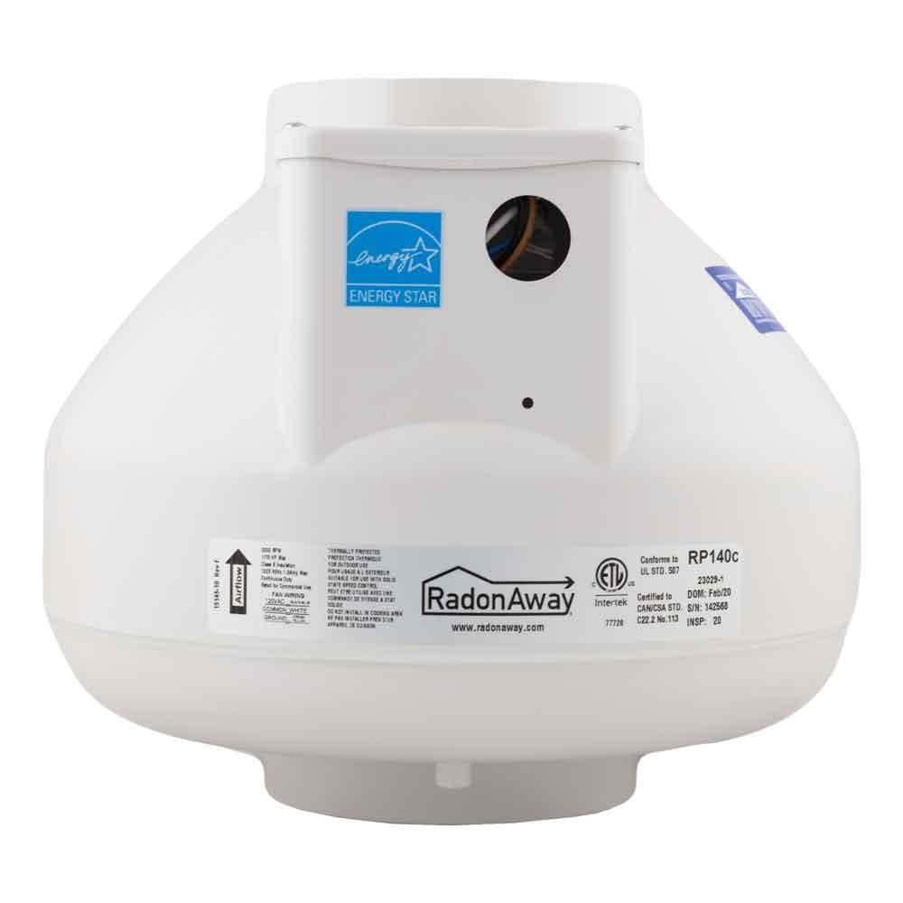 RP140C 4 in. Inlet and Outlet Inline Radon Fan in White with 0.7 in. Maximum Operating Pressure - Hercitys
