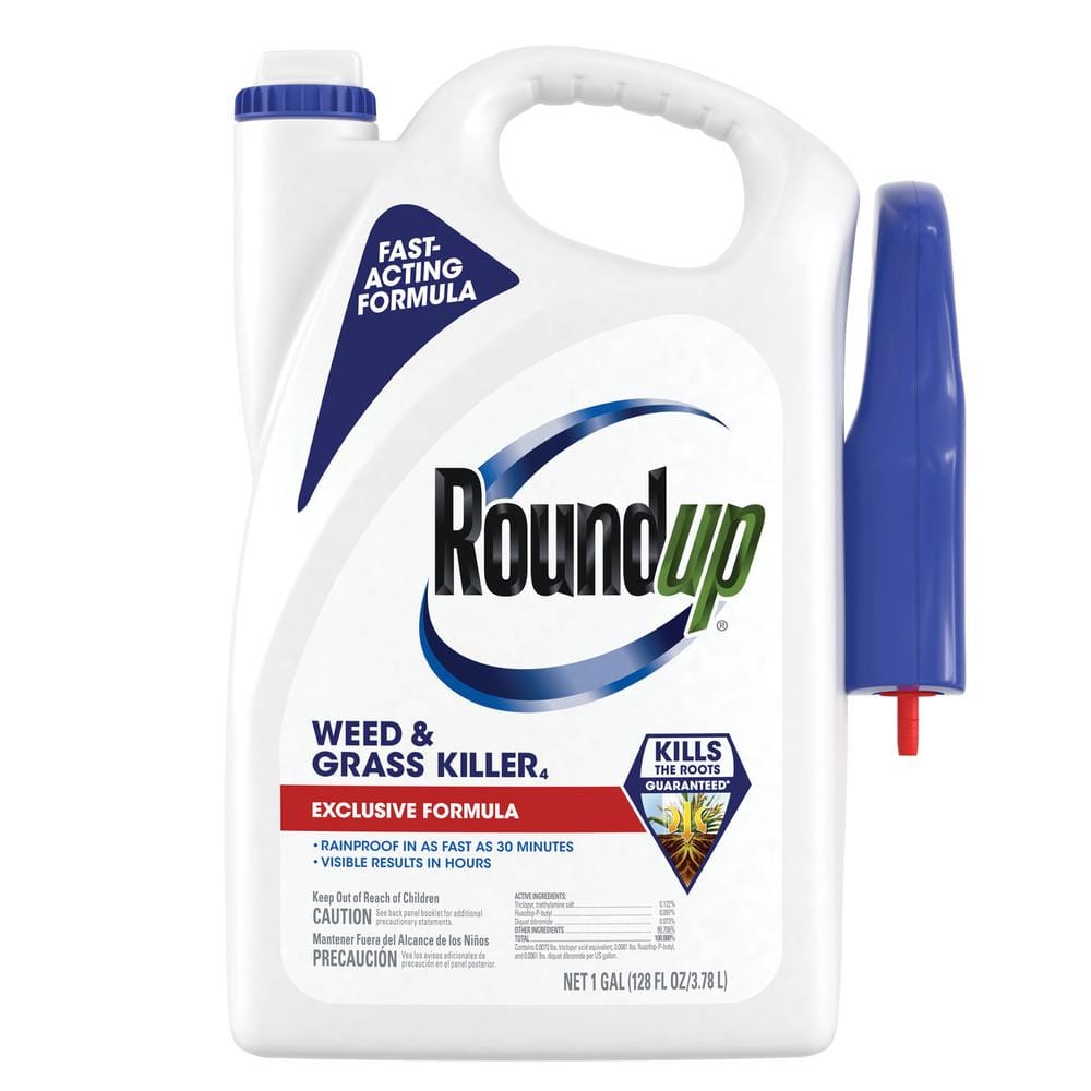 Weed and Grass Killer 4 with Trigger Sprayer, 1 gal., Use In and Around Flower Beds, Trees, and Driveways - Hercitys