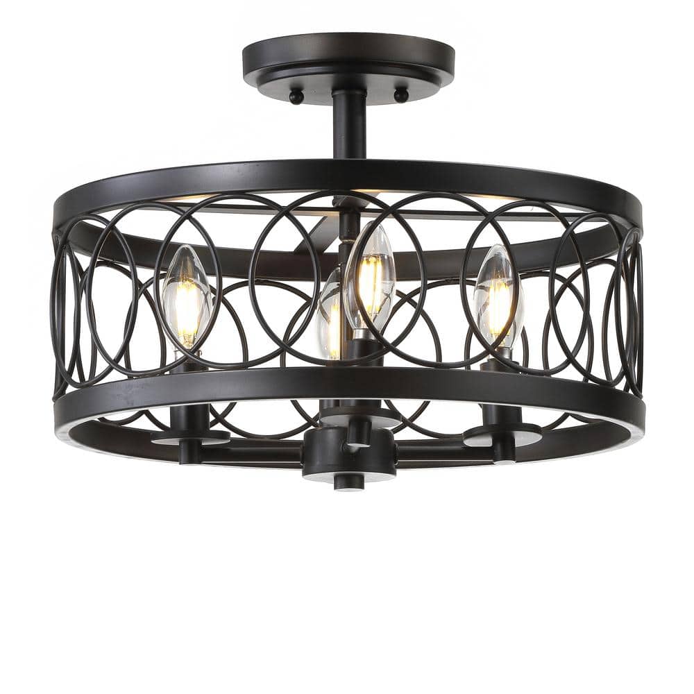 Sylvain 15.5 in. Oil Rubbed Bronze Metal LED Semi-Flush Mount - Hercitys