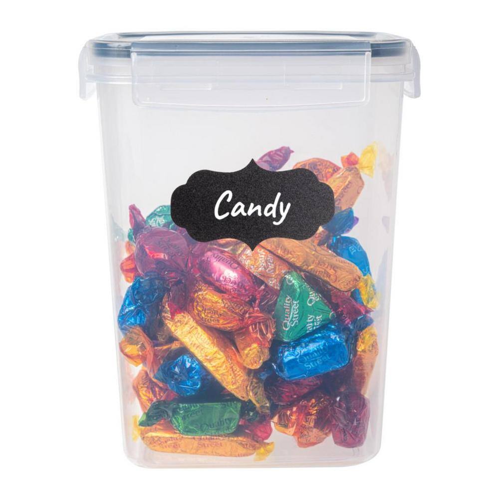 8-Piece Plastic Food Storage 2-Liter Container Set with Pantry Labels and Lids - Hercitys