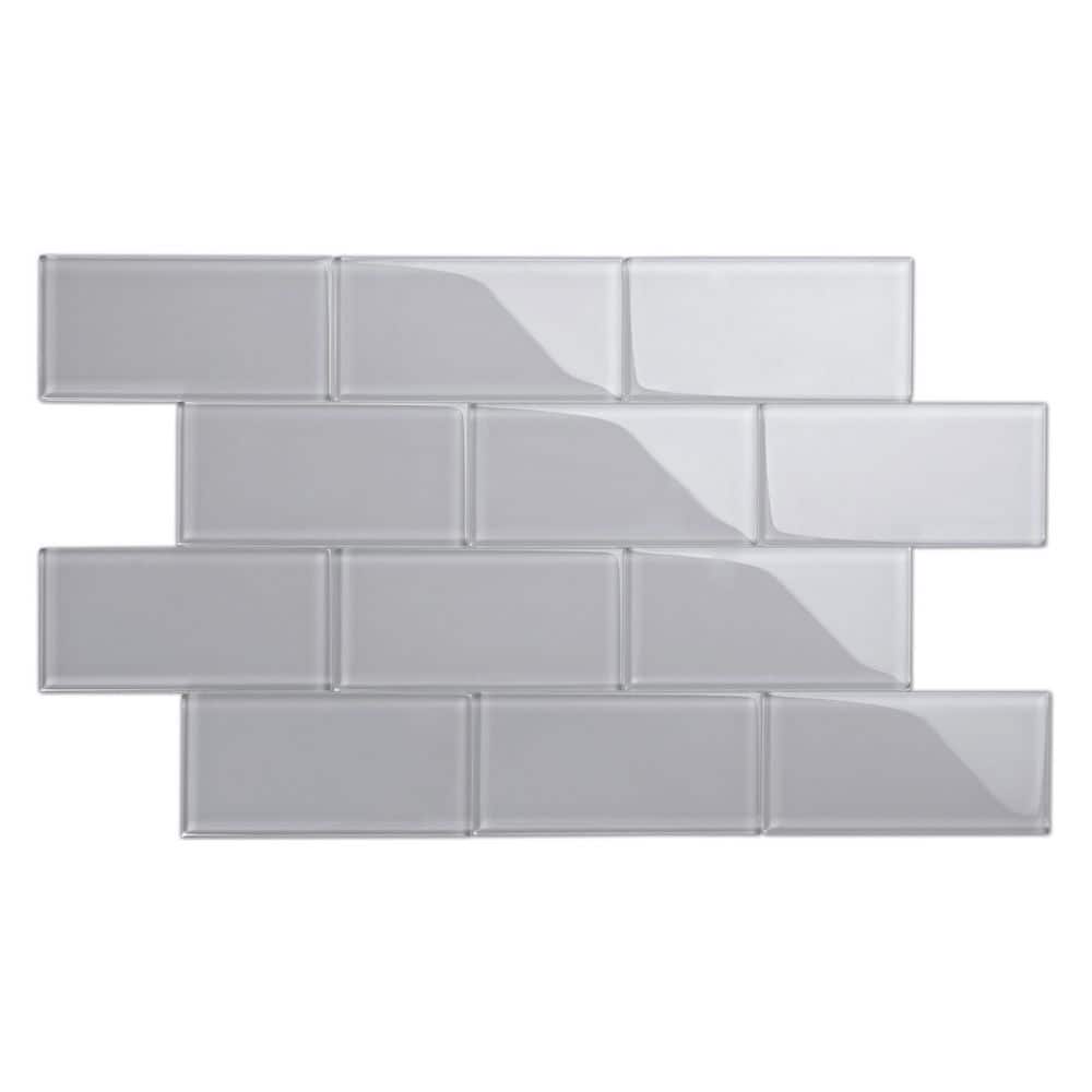 Lavender Gray 3 in. x 6 in. x 8mm Glass Subway Wall Tile (5 sq. ft./Case) - Hercitys