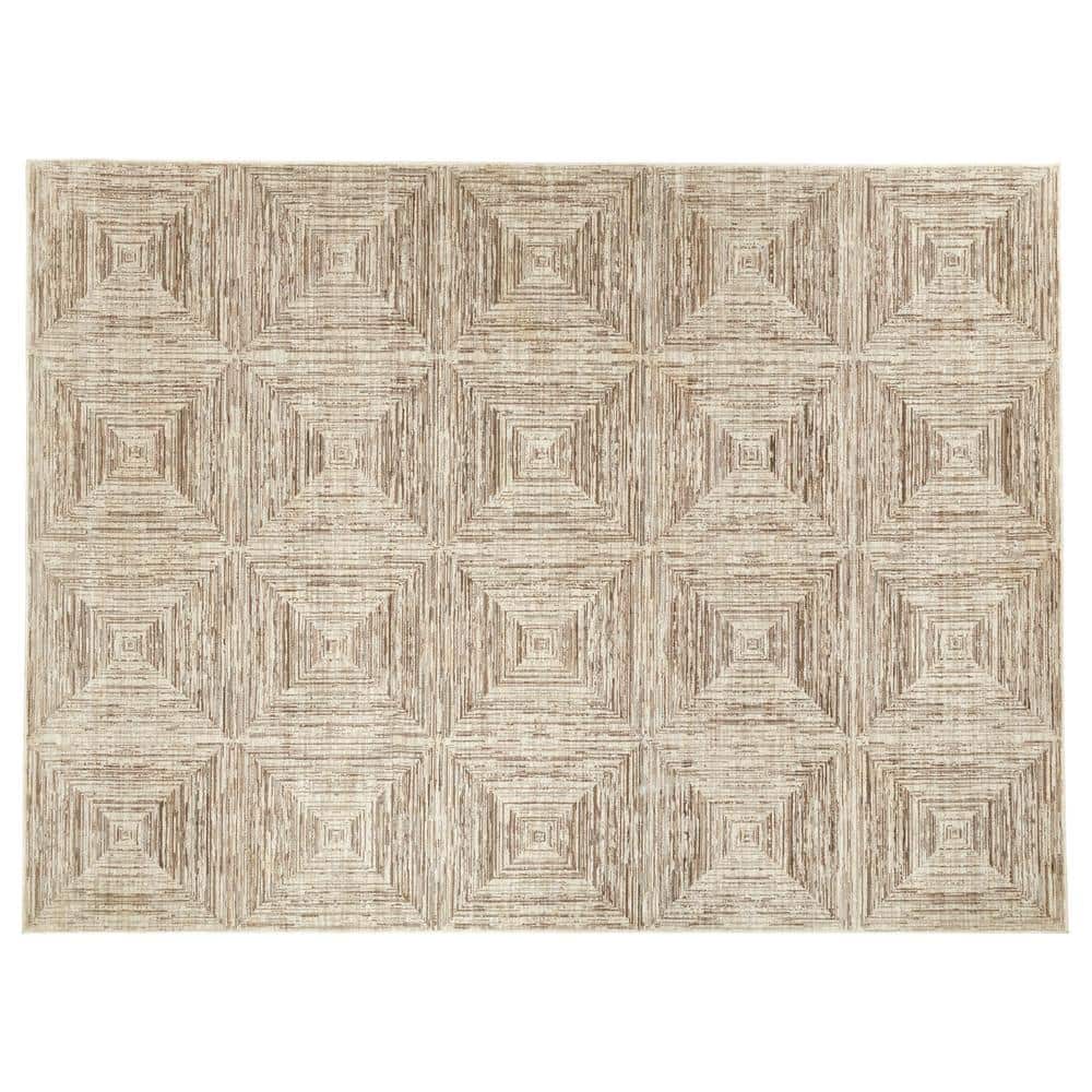 Catalina Natural 5 ft.3 in. X 7 ft. 3 in. Geometric Polypropylene/Polyester Area Rug - Hercitys