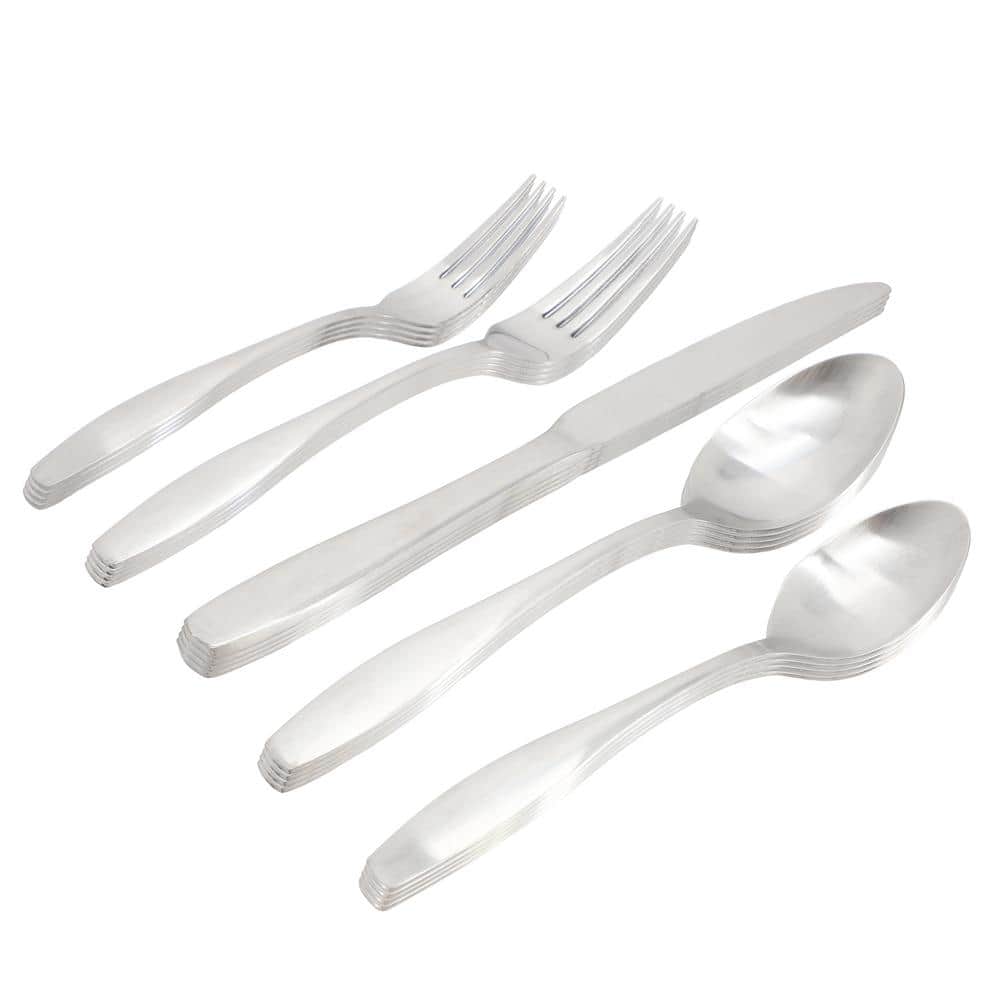 Karlton 20-Piece Stainless Steel Flatware Set in Matte Silver - Hercitys