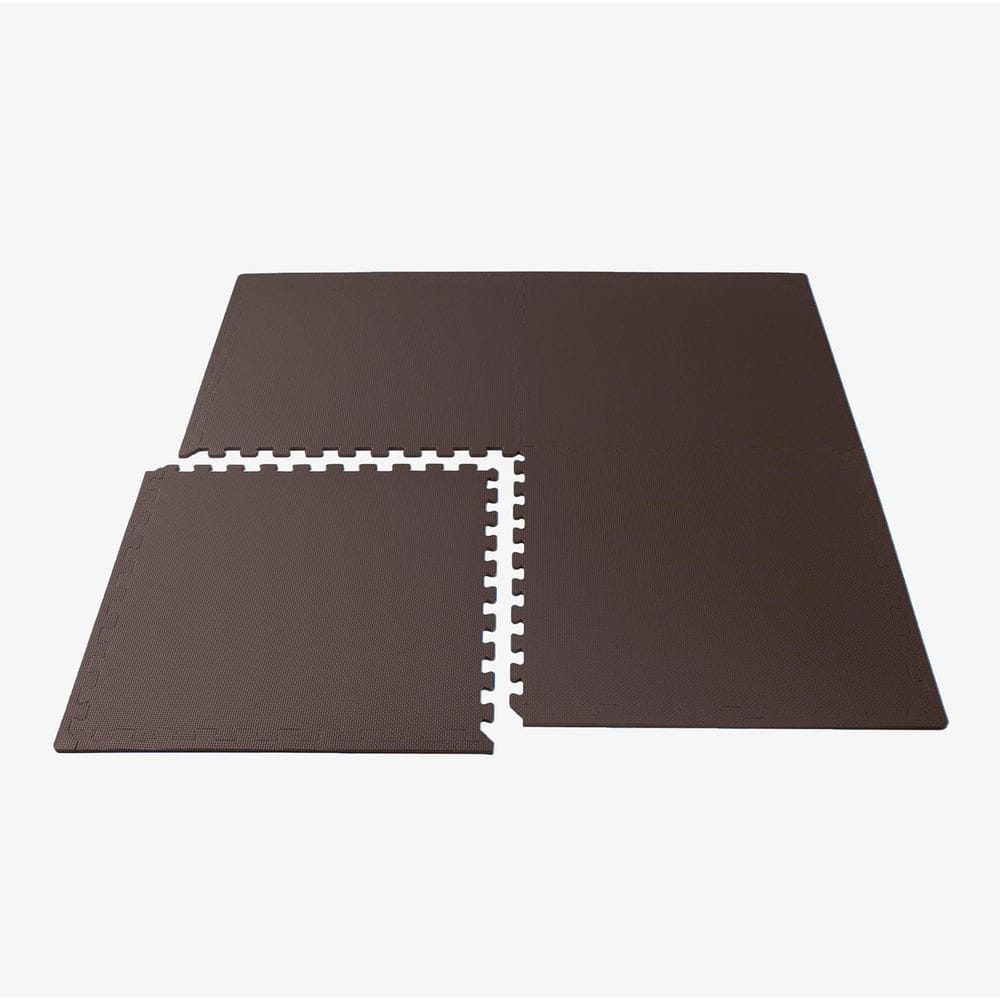 Brown 24 in. W x 24 in. L x 3/8 in. T Interlocking Foam Gym Flooring Mat (6 Tiles/Pack) (24 sq. ft. ) - Hercitys
