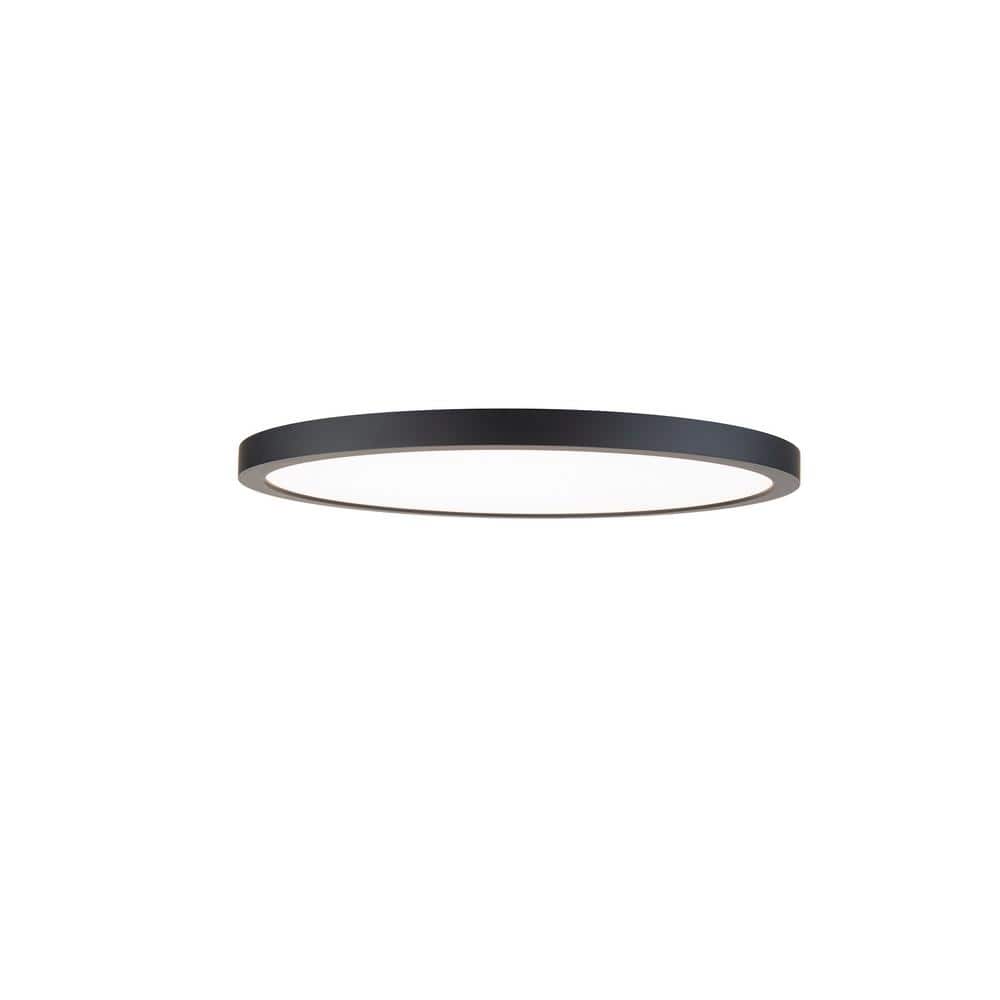 Round 11 in. 1-Light Black LED Flush Mount 3500K - Hercitys