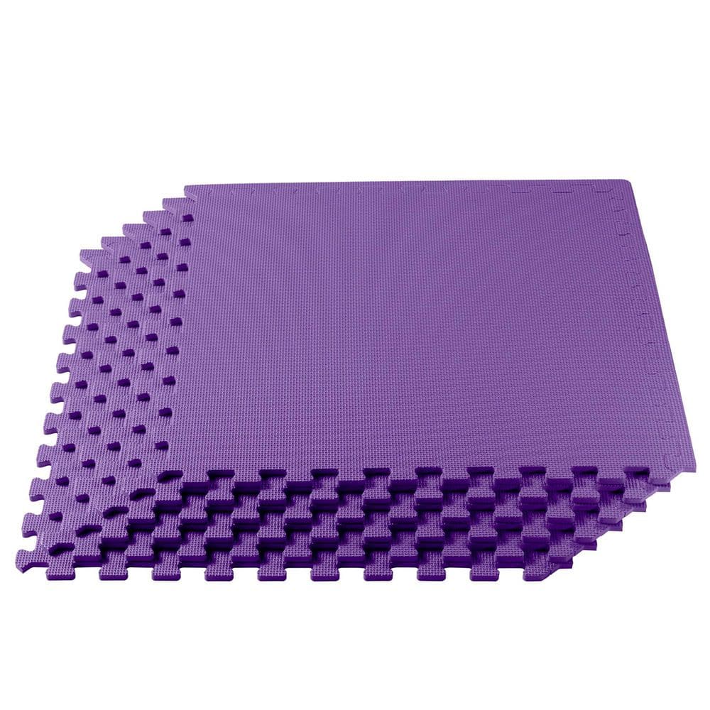Purple 24 in. W x 24 in. L x 3/8 in. T Interlocking Foam Gym Flooring Mat (6 Tiles/Pack) (24 sq. ft. ) - Hercitys
