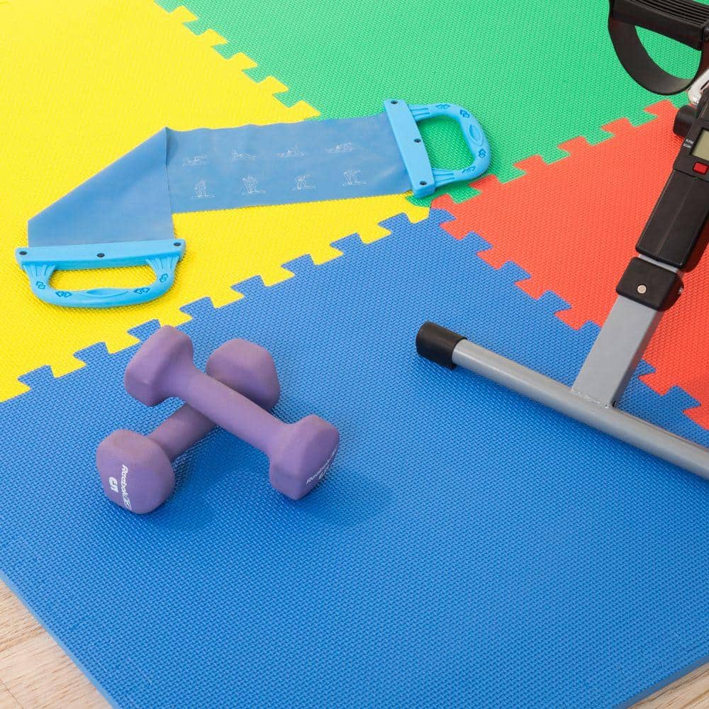 Multi-Color 24 in. x 24 in. x 0.50 in. Interlocking EVA Foam Floor Mat (4-Pack) - Hercitys