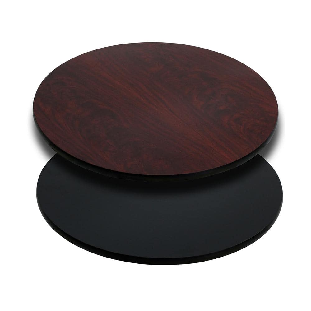 Glenbrook 30 in.  Black or Mahogany Reversible Laminate Round Table Top - Hercitys