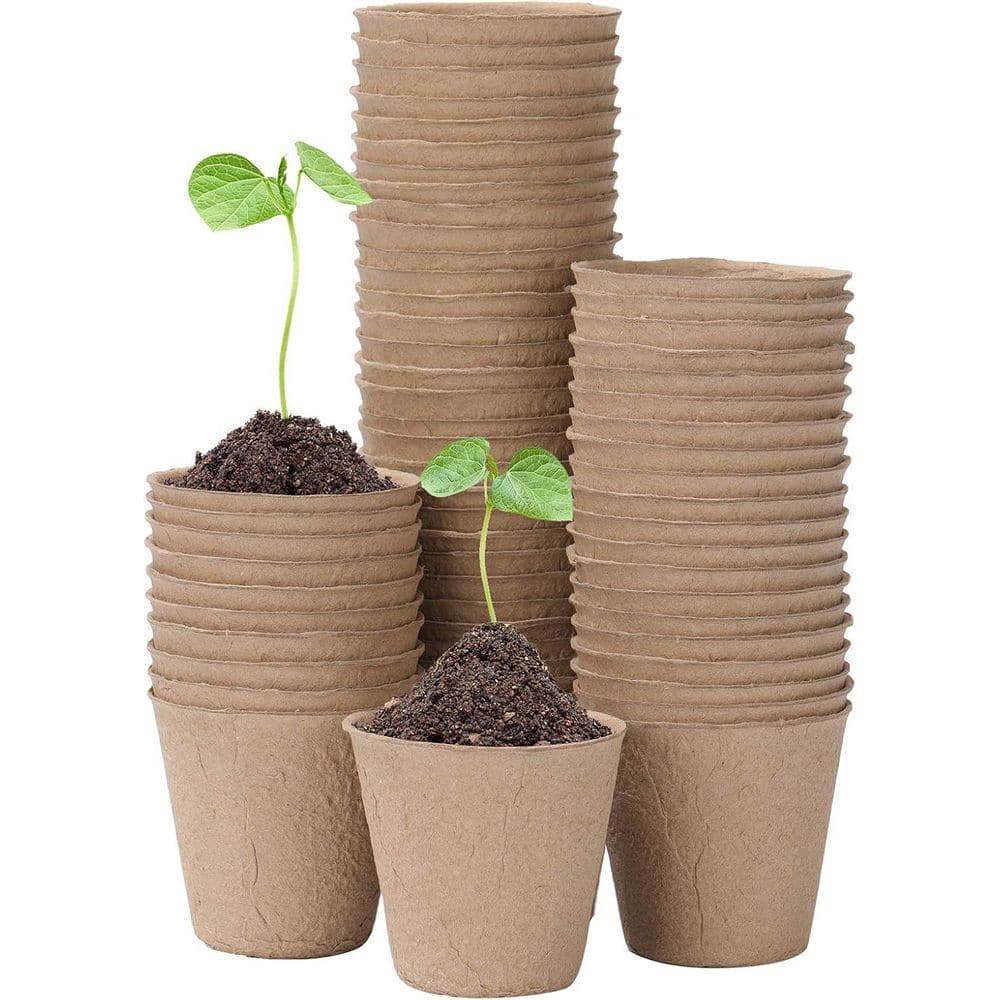 Peat Planting Pots Starter Kit 3 Round Paper Pulp Germination Indoor Seedling Supplies Biodegradable 50-Piece - Hercitys