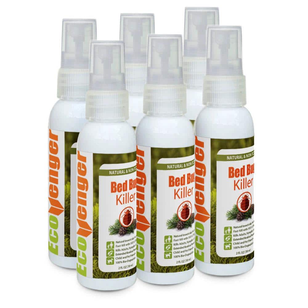 Bed Bug Killer by EcoRaider 2OZx6−100% Efficacy Kills All Stages/Eggs for 2 Weeks, Plant-Based, Child/Pet-Safe - Hercitys
