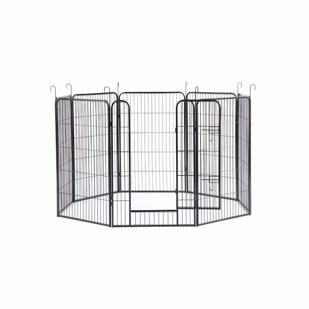 Large Outdoor Metal Puppy Dog Run Fence/ 8-Panels Iron Pet Dog Playpen - Hercitys
