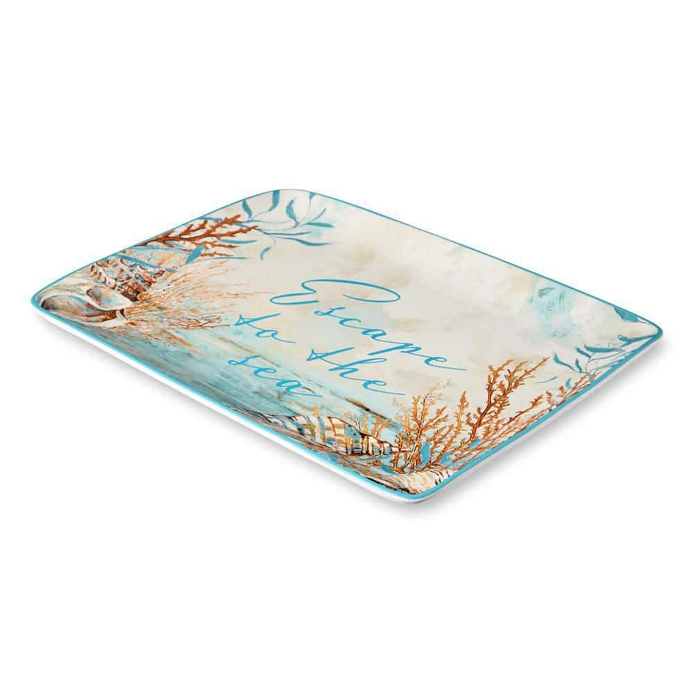 Escape to the Sea 12 in. Multi-Colored Ceramic Platter - Hercitys