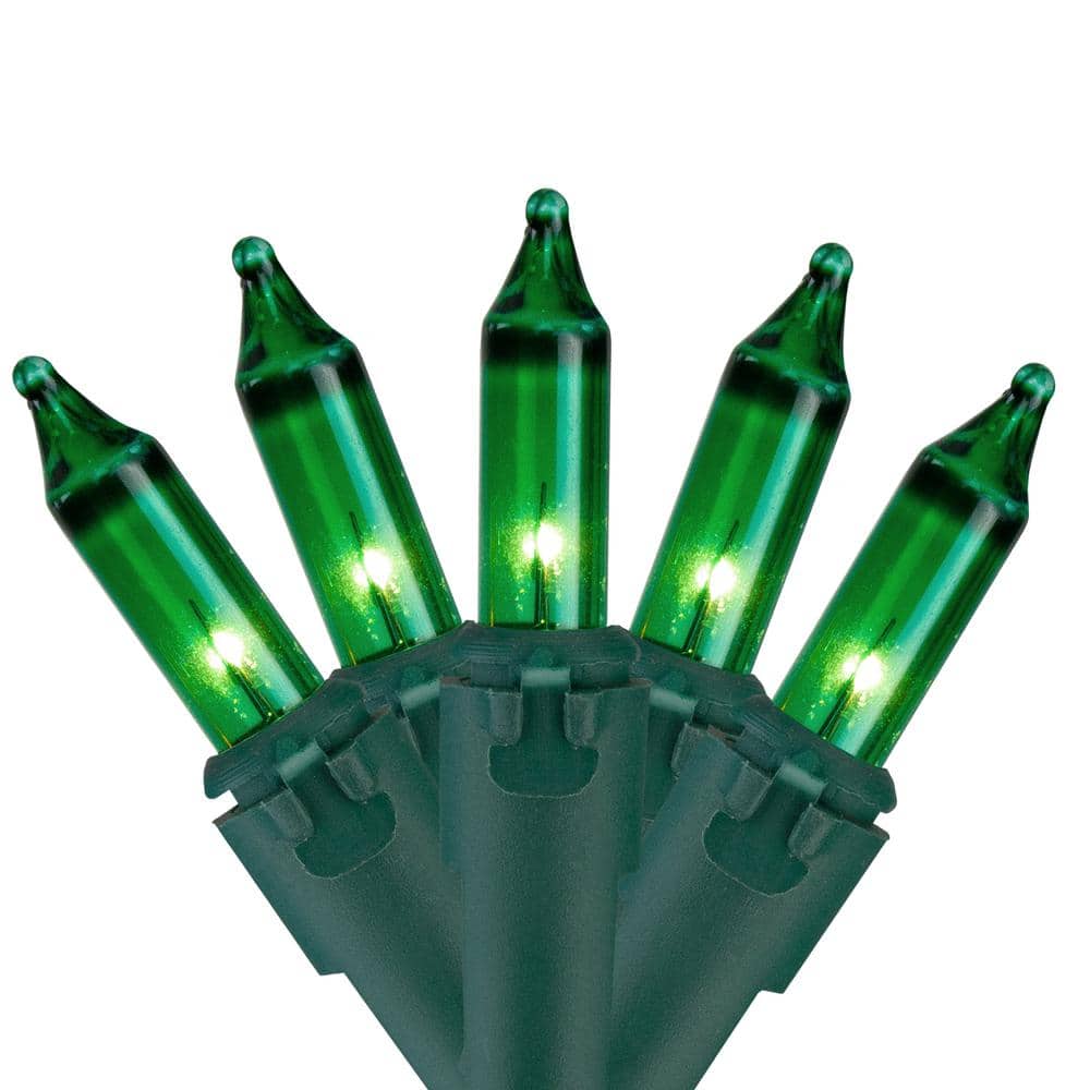 Set of 100 Green Mini Christmas Lights 2.5 in. Spacing with Green Wire - Hercitys