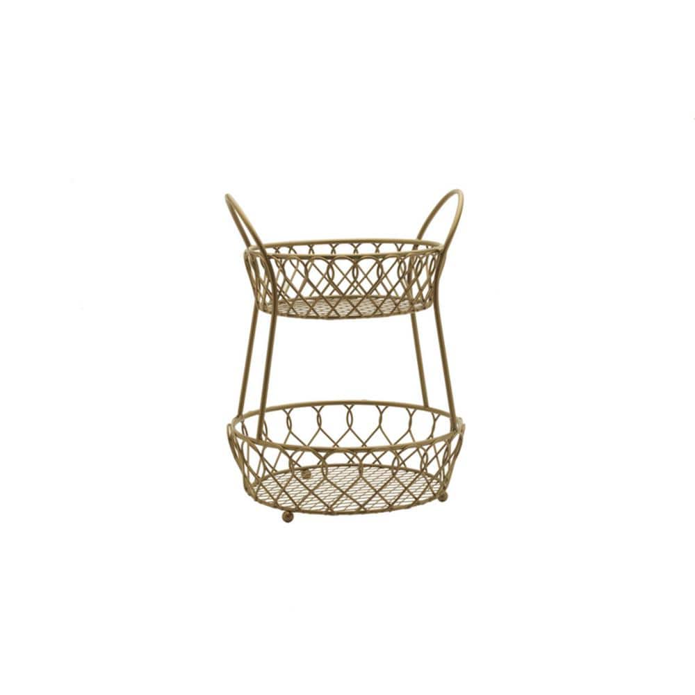 Loop and Lattice 2-Tier Round Basket - Hercitys