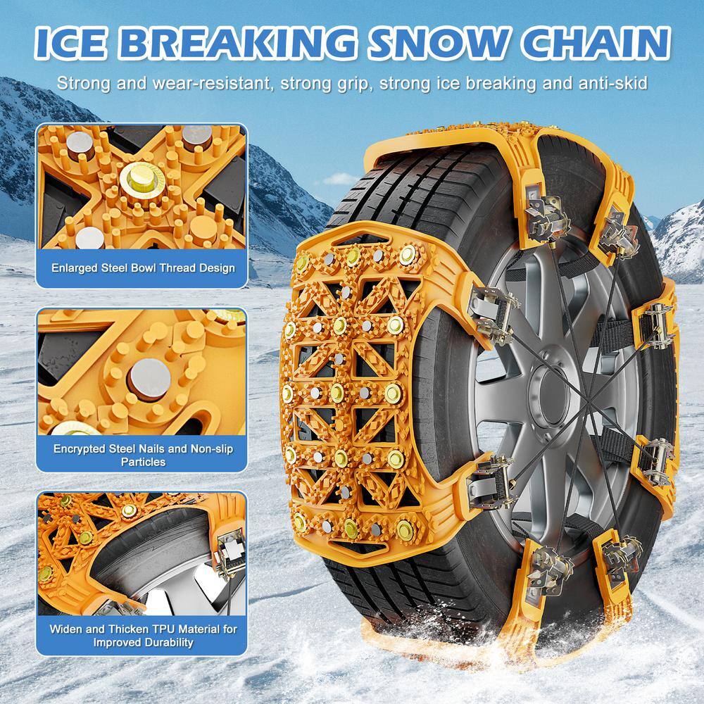 8-Pack TPU Tire Snow Chains Anti Slip Tire Chains for Tire Width 7 in. x 11 in. Tire Snow Security Chains for Cars/SUVs - Hercitys