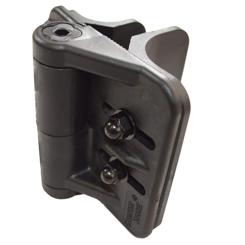 Black Heavy-Duty Nylon Polymer Self-Closing Multi-Adjustable Gate Hinges for Round Posts (2-Pack) - Hercitys