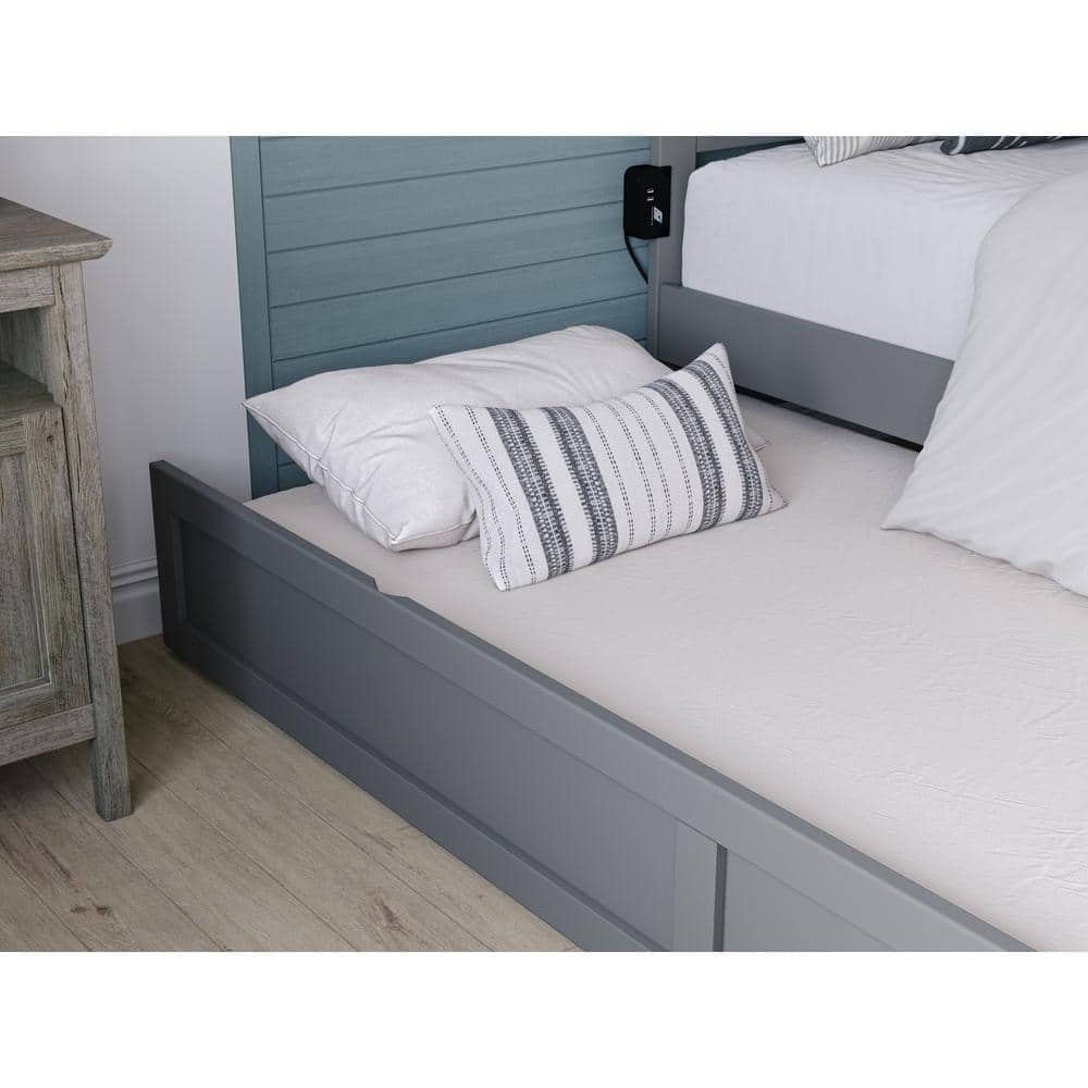 Island Grey Twin Trundle Roll Out Daybed with roller wheels - Hercitys