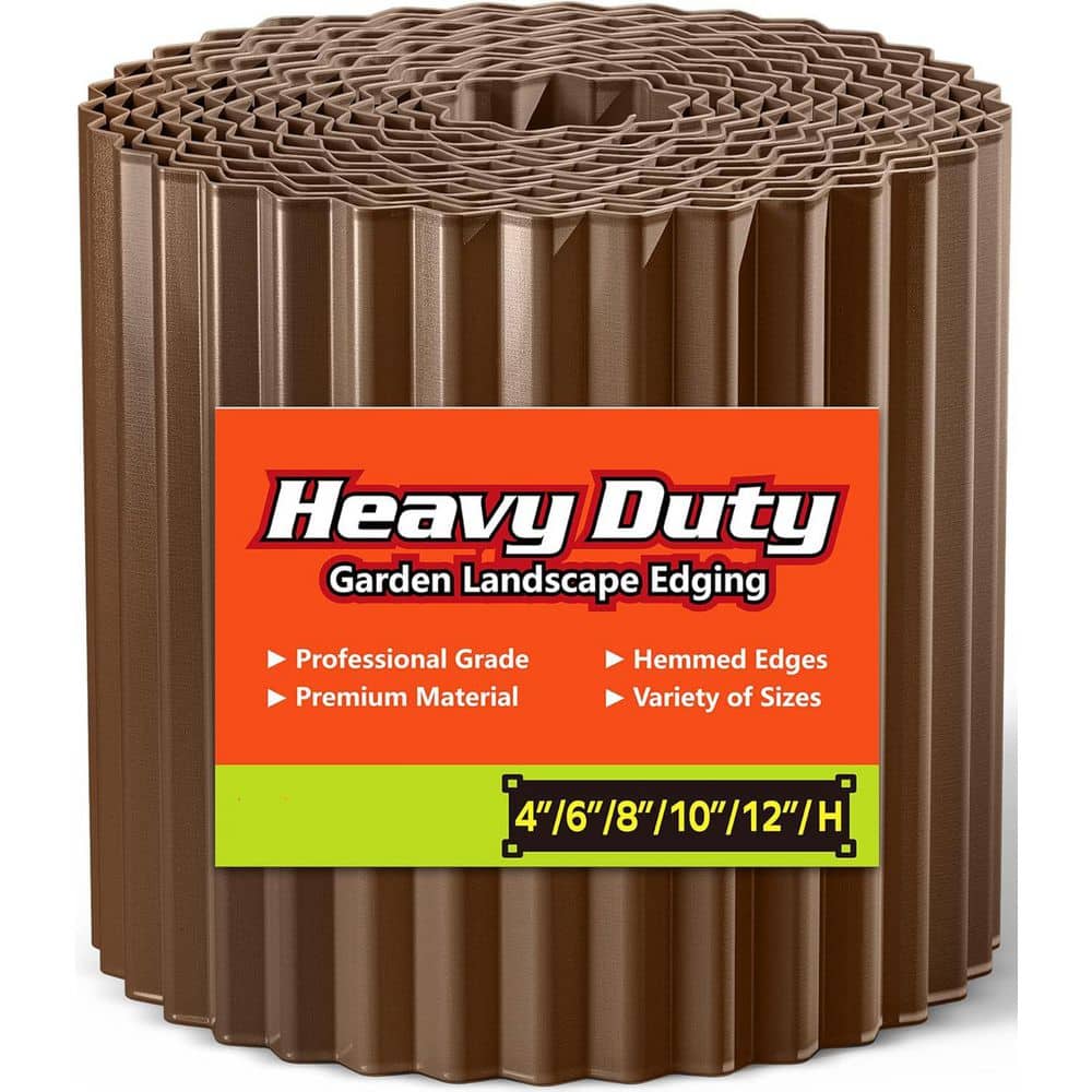 Corrugated Metal Garden Edging 6 in. x 40 ft. Landscape Border for Lawn, Flower Bed, Garden Fence, Paver Edging (Coffee) - Hercitys