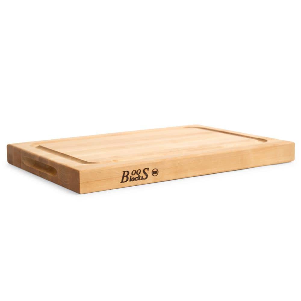 Wood 18 in. x 12 in. Rectangular Wood Cutting/Carving Board with Juice Groove, Maple - Hercitys
