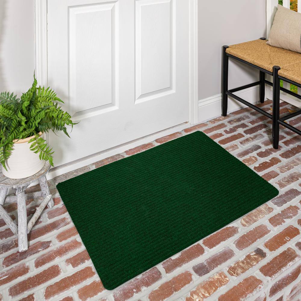 Striped Utility Mat Green Indoor/Outdoor 18 in. x 30 in. Utility Door Mat (2-Piece Set) - Hercitys