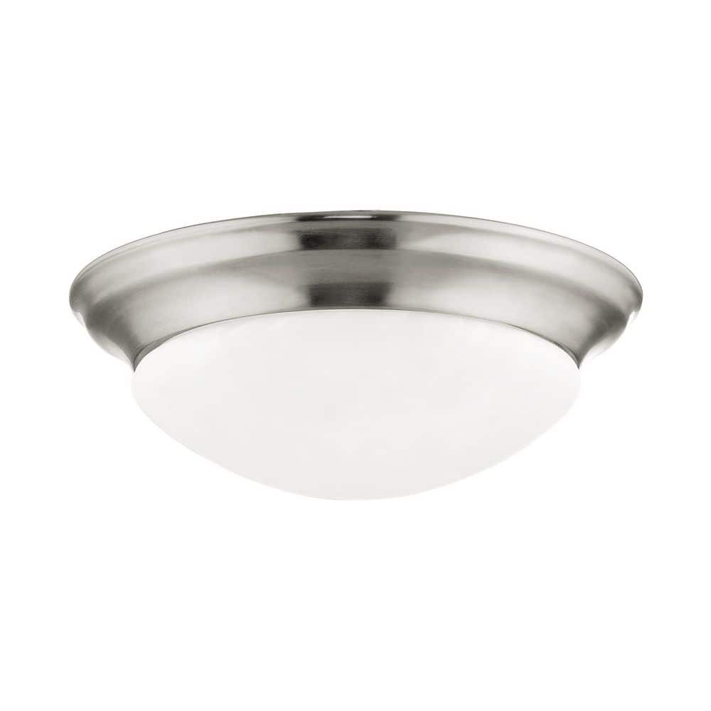 Omega 2 Light Brushed Nickel Flush Mount - Hercitys