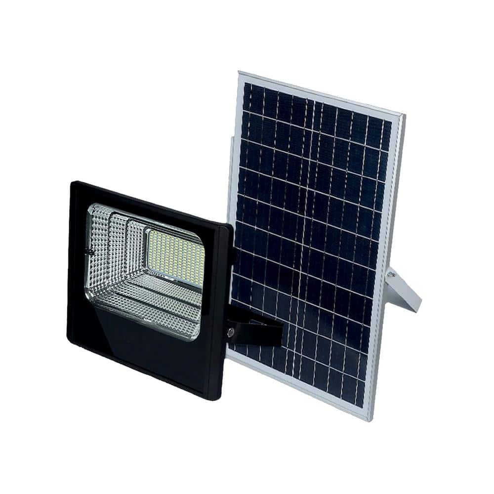 80-Watt Equivalent Integrated LED Black Outdoor Solar Powered Security Flood Light, 5000K - Hercitys