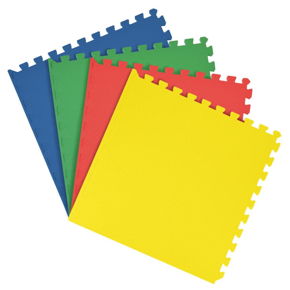 Multicolored 24 in. x 24 in. Interlocking Anti Fatigue Foam Tiles (16 sq. ft./case) - Hercitys