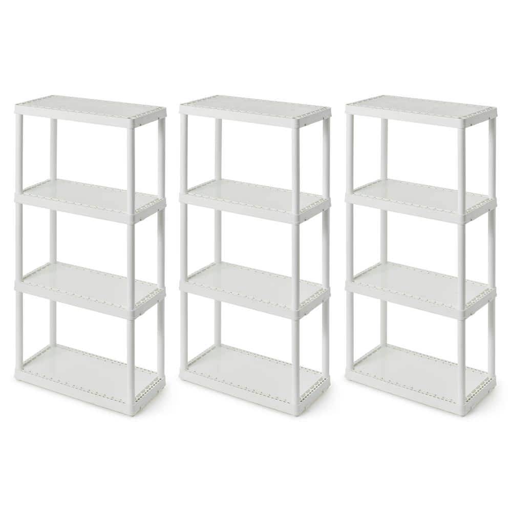 White 4-Tier Plastic Garage Storage Shelving Unit (12 in. W x 48 in. H x 24 in. D) - Hercitys