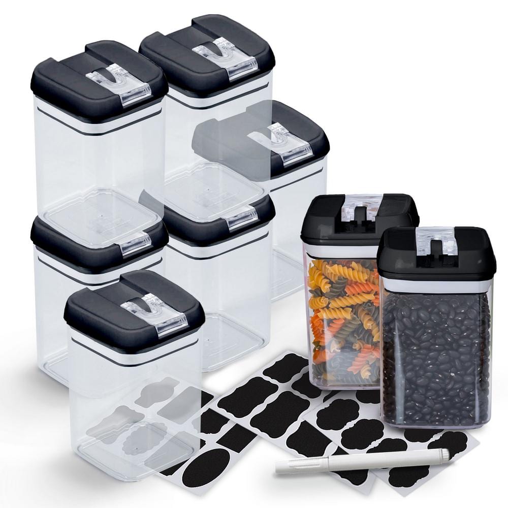 8-Piece Food Storage Plastic Containers 0.8L – Black - Hercitys