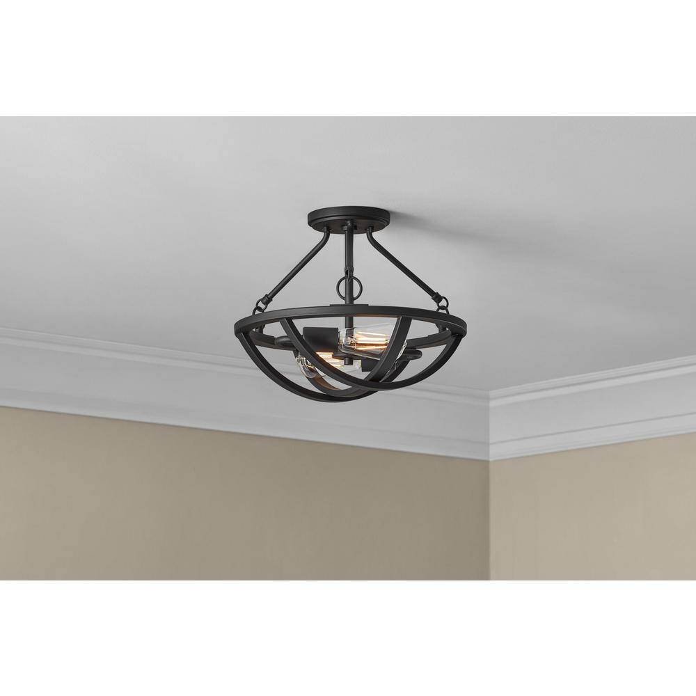 Moritz 14 in. 2-Light Matte Black Flush Mount - Hercitys