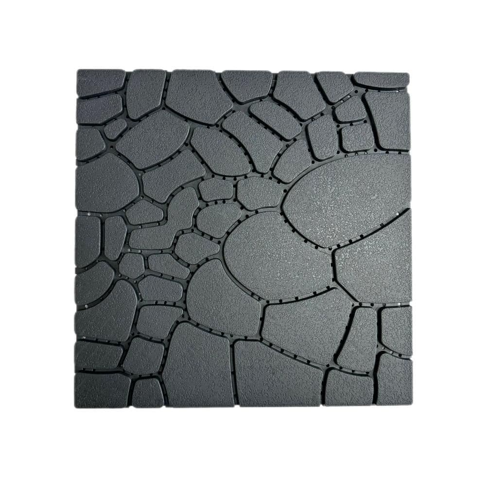 Plastic Floor Pavers 12″x12″ Waterproof Patio Deck Tiles Interlocking Floor Tiles in Dark Gray 0.8 in. H (Pack of 44) - Hercitys