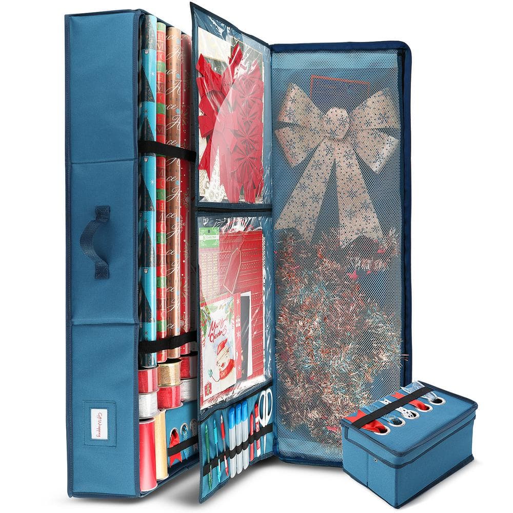 Blue Large Christmas Wrapping Paper Storage Box - Hercitys