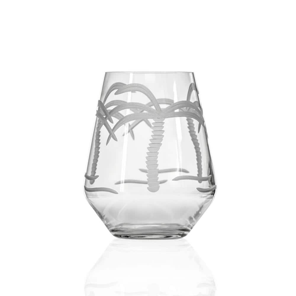 Palm Tree 18 oz. Stemless Wine Tumbler Glasses – Set of 4 - Hercitys