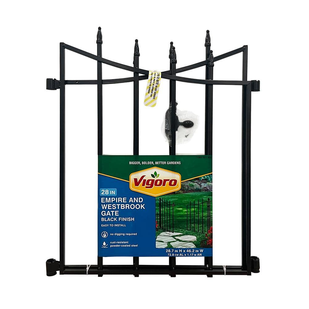 Empire/Westbrook 28 in. Black Steel Decorative Garden Fence Gate - Hercitys