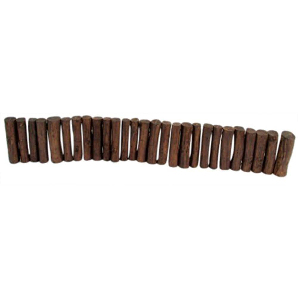 60 in. L x 2 in. W x 10 in. H Brown Teak Wood Even Top Solid Log Edging - Hercitys