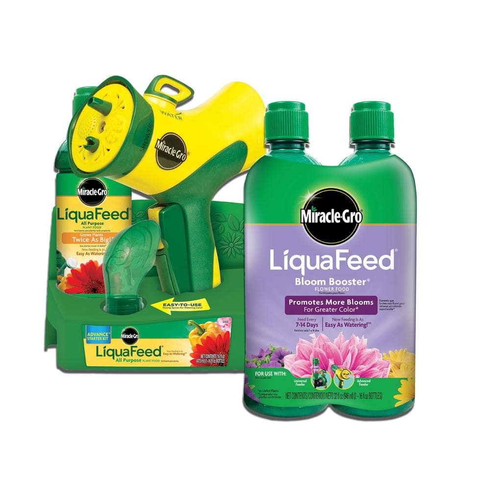 LiquaFeed 16 oz. All Purpose Plant Food Advance Starter Kit and 32 oz. Bloom Booster Flower Plant Food Refill Bundle - Hercitys