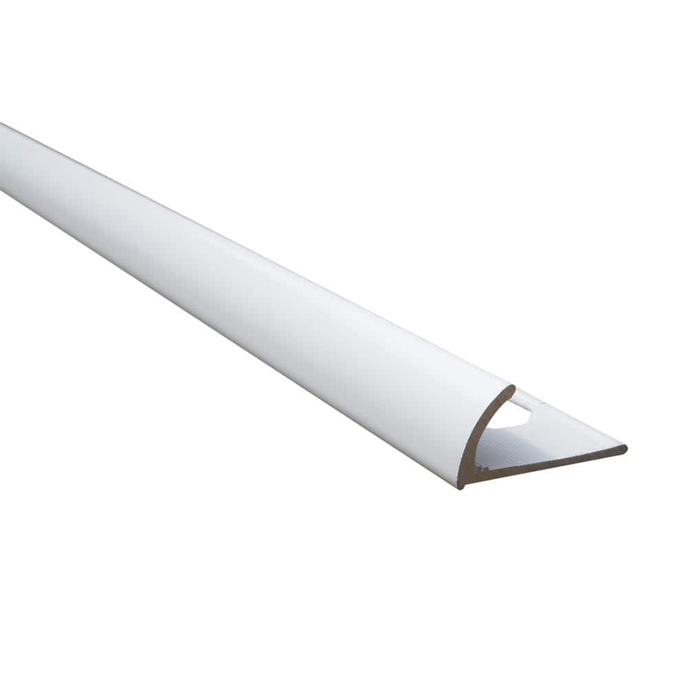 Novocanto White 5/16 in. x 98-1/2 in. Aluminum Tile Edging Trim - Hercitys