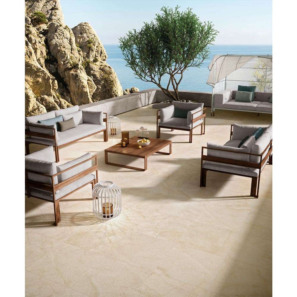 Skye Blonde 18 in. x 36 in. x 0.43 in. Matte Porcelain Limestone Look Paver Tile (13.5 sq. ft./Case) - Hercitys
