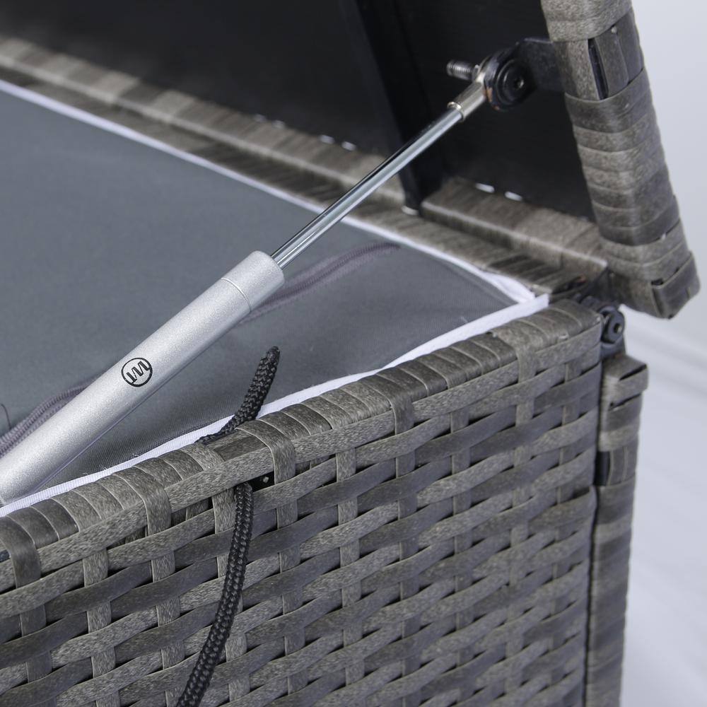 Outdoor Storage Box, 113 Gallon Wicker Patio Deck Boxes with Lid, Outdoor Cushion Storage for Kids Toys, Pillows, Towel - Hercitys