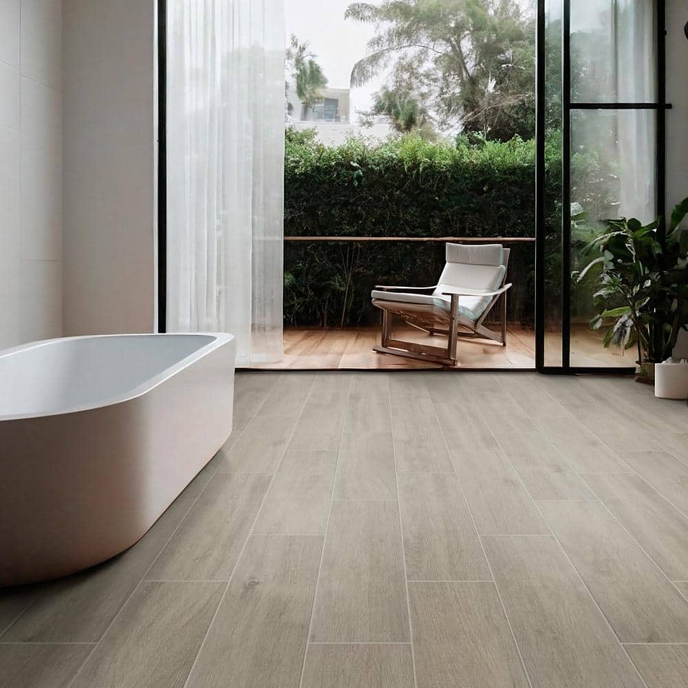 Westwood Liath Gray 8 in. x 24 in. Matte Porcelain Wood Look Floor and Wall Tile (11.97 sq. ft./Case) - Hercitys