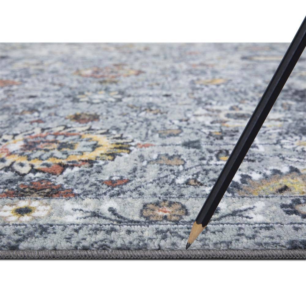 Eden Collection Pelmut Garden Blue 5 ft. x 7 ft. Machine Washable Traditional Indoor Area Rug - Hercitys