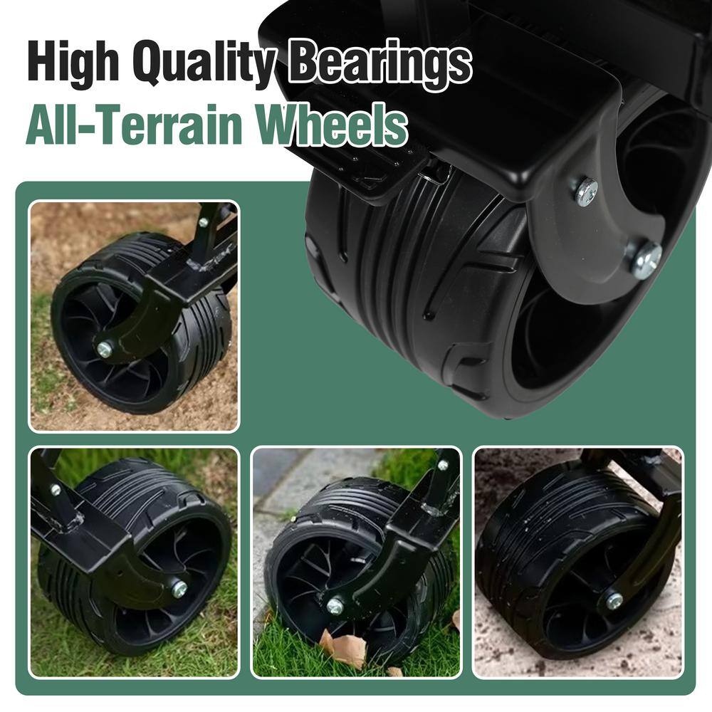 Heavy-Duty 19.33 cu. ft. Waterproof Fabric, Metal Frame Garden Cart, Collapsible Folding Wagon with Big Wheels in Purple - Hercitys