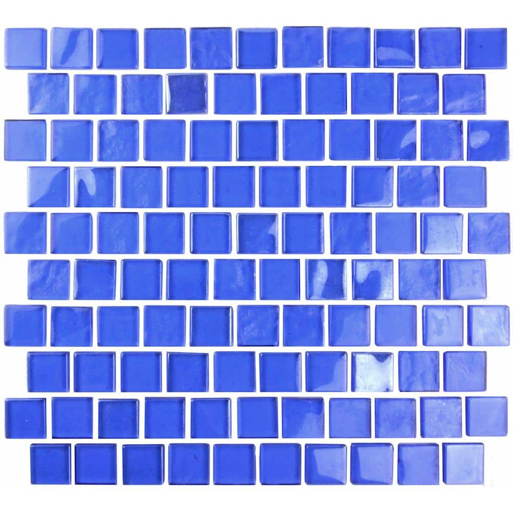 Landscape Blue 12 in. x 12 in. Square Textured Glossy Glass Mosaic Wall & Pool Tile (10.08 sq. ft./Case) - Hercitys