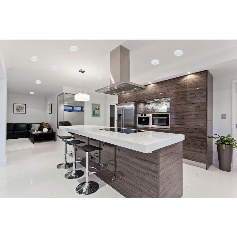 Slim Disk Round Smdl 5.5 in. Nickel Surface Mount Ceiling Light 3000K Warm White Recessed Integrated Led Trim Kit - Hercitys