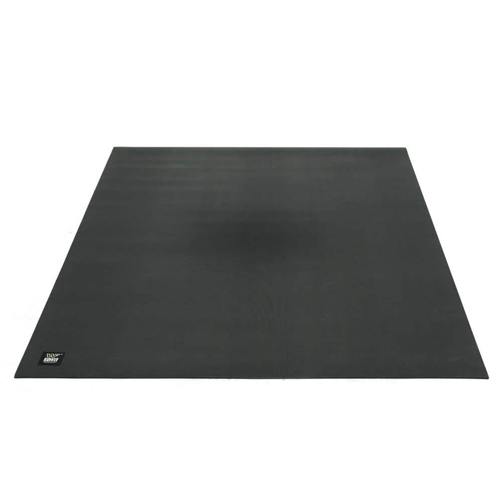 Black 48 in. W x 72 in. L x 7mm T Large Premium Vinyl Gym Flooring Mat Heavy-Duty Workout Mat Covers 24 sq. ft. - Hercitys